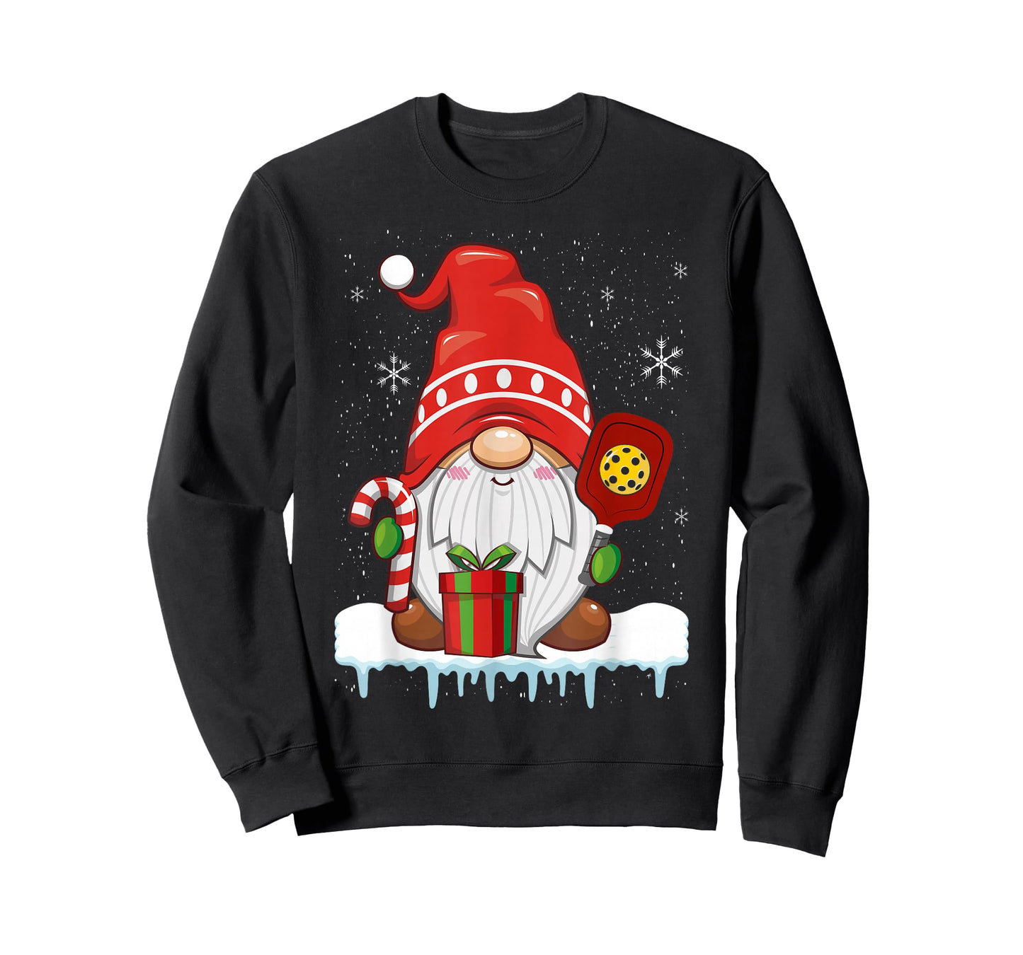 Christmas Gnome With Candy Cane & Pickleball T-Shirt