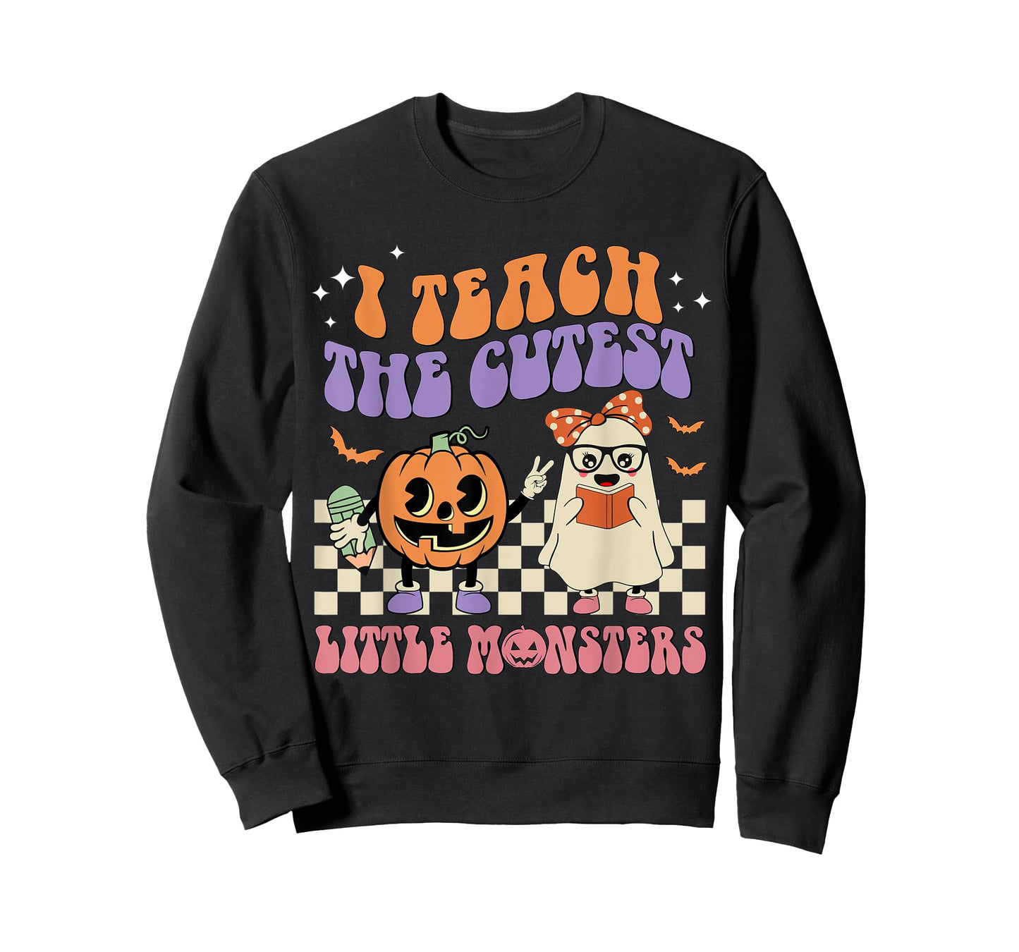 I Teach The Cutest Little Monster Retro Teacher Halloween T-Shirt