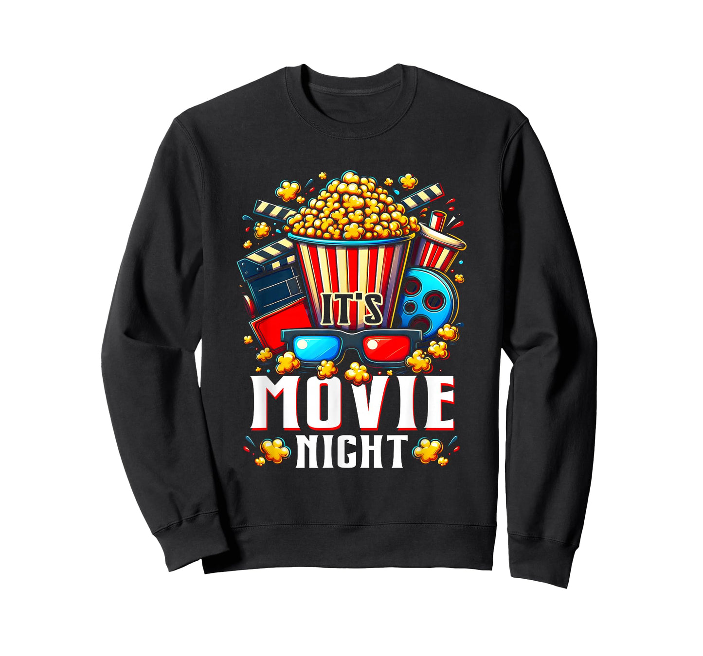 Humorous Movie Lover It's Movie Night With Popcorn Cinema T-Shirt