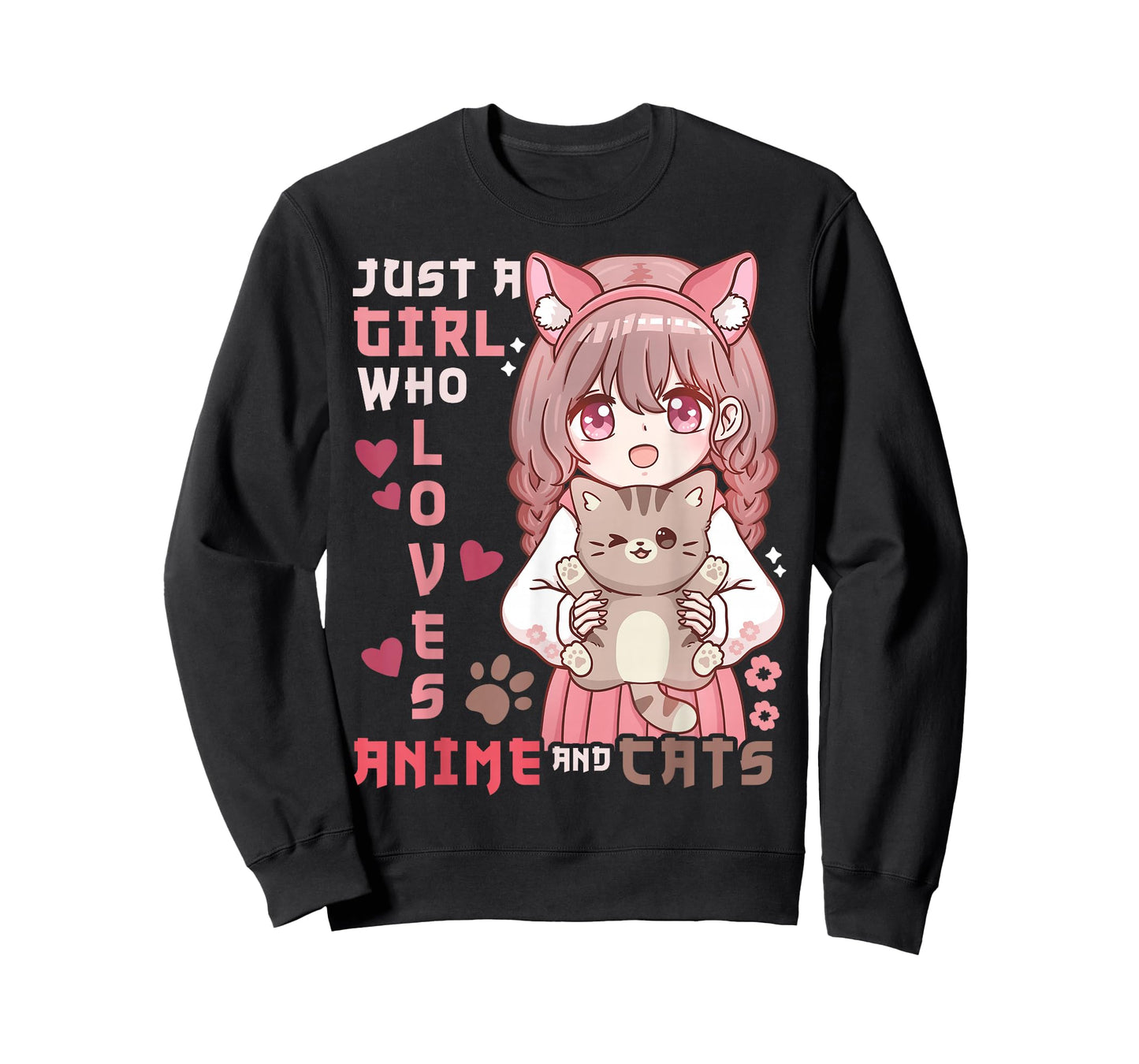 Anime Cat Girl Just a Girl Who Loves Anime and Cats T-Shirt