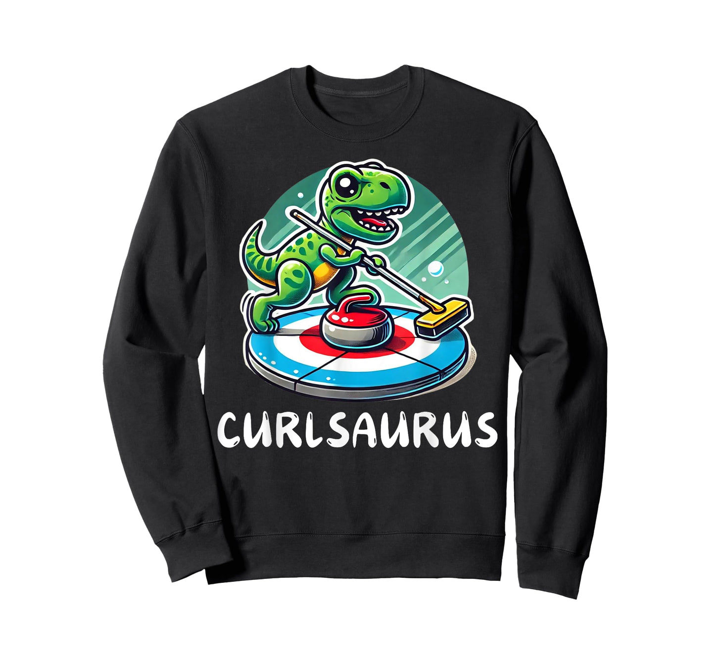 Curlsaurus T-Rex Dinosaur Funny Curling Curler T-Shirt