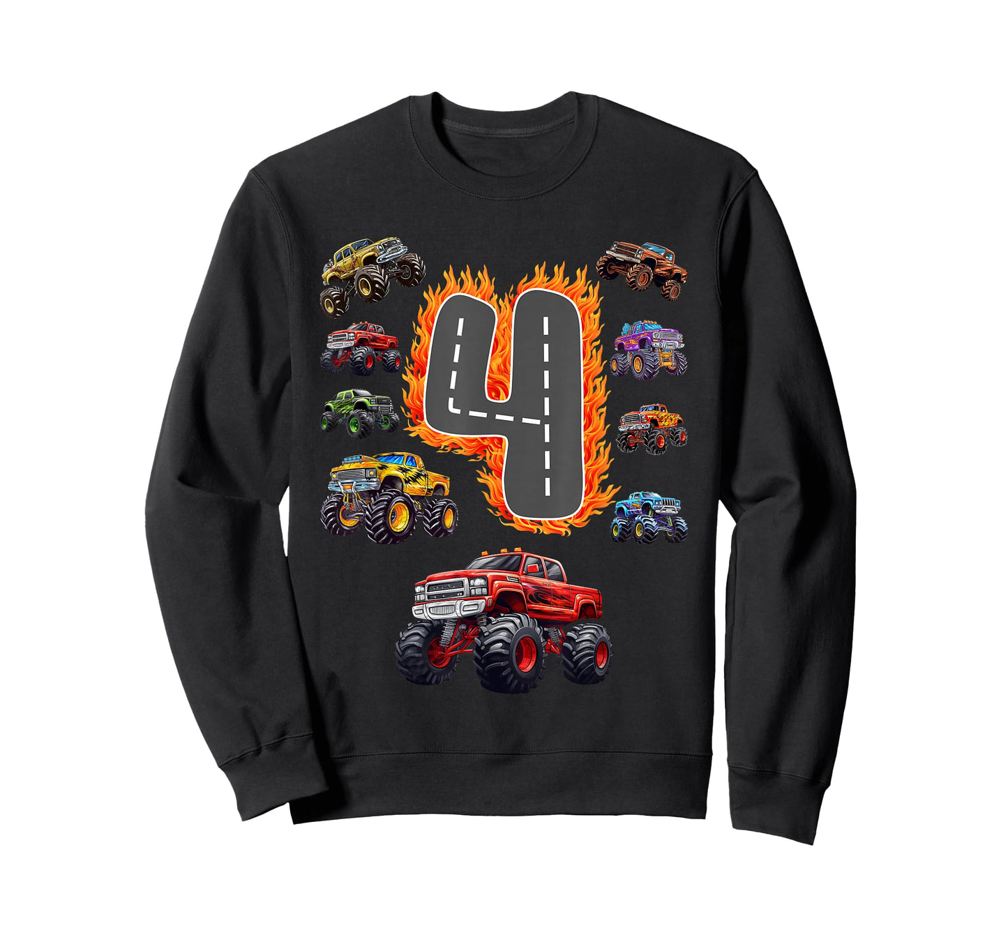 4 Years Old Boys Girls Monster Truck 4th Birthday Kids T-Shirt