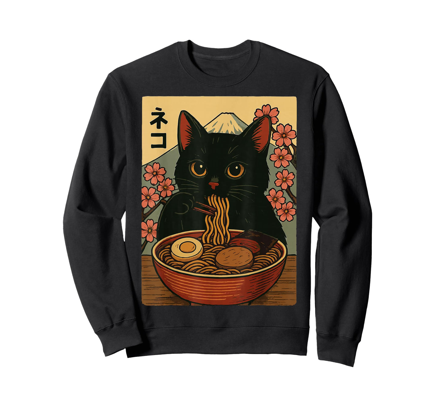 Anime Cat Eating Ramen Retro Kawaii Ramen Cat T-Shirt