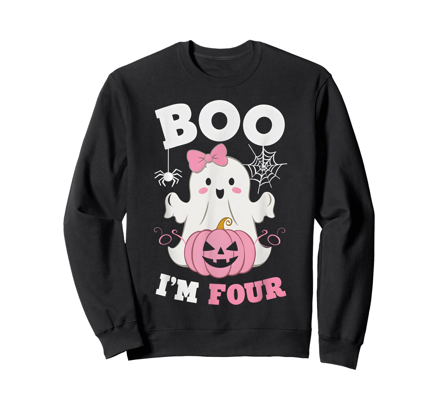 Ghost Boo I'm Four Year 4th Birthday Girls Halloween Groovy T-Shirt