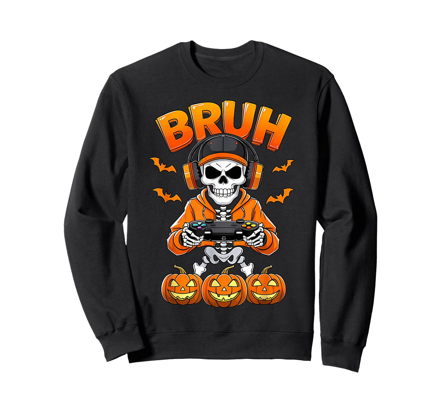 Bruh Skeleton Gamer Halloween Funny Gaming Costume T-Shirt