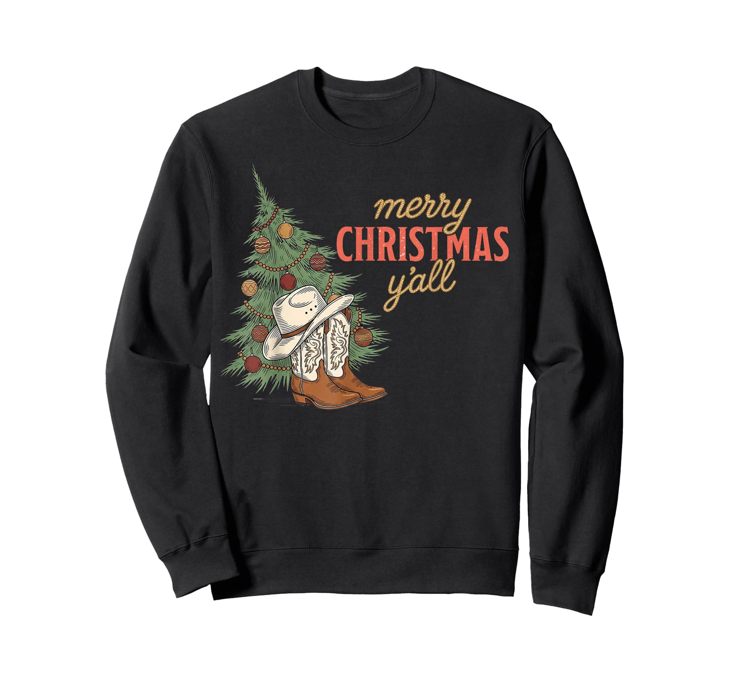 Merry Christmas Y’All Western Cowboy Holiday Men Women Kids T-Shirt