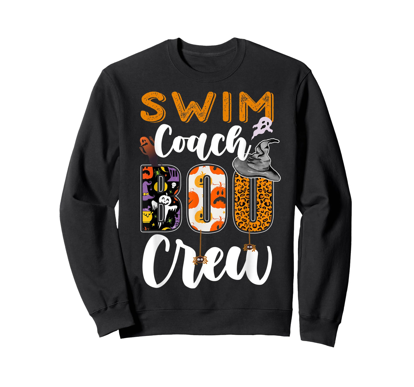 Swim Coach Boo Crew Ghost Funny Swimmer Halloween Matching T-Shirt