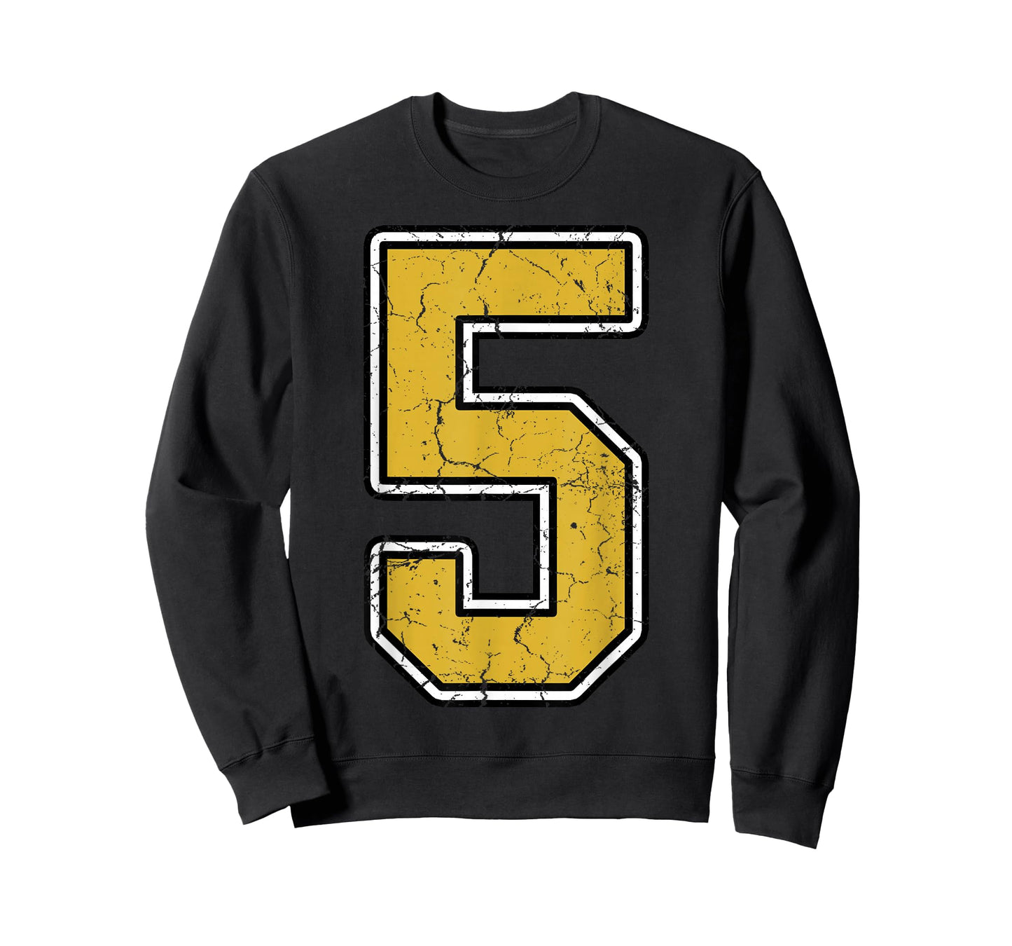 Old Gold Black White Sports Number 5 Jersey Uniform Player T-Shirt