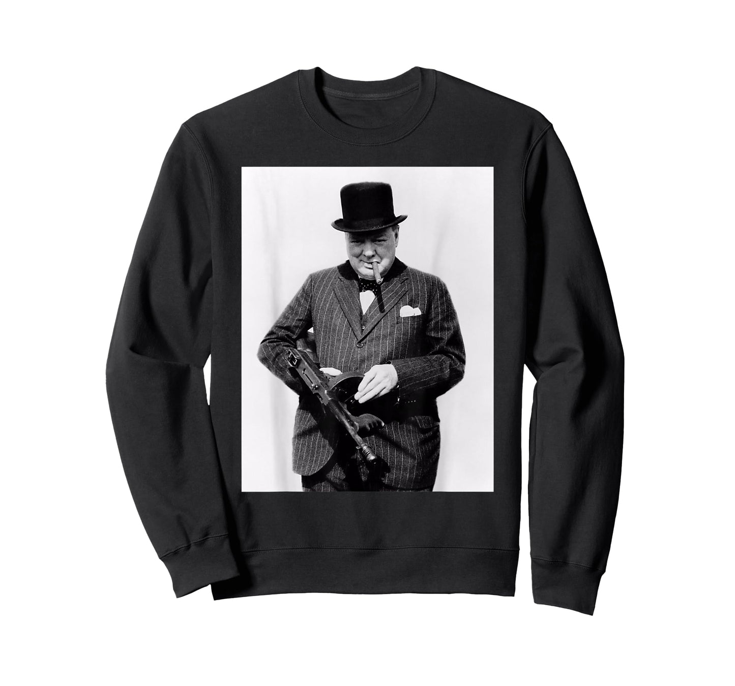 Sir Winston Churchill T-Shirt - Tommy Gun Patriot - Black - Small - Unisex-Adults - Short Sleeve - Classic Fit - Cotton 60%, Polyester 40%
