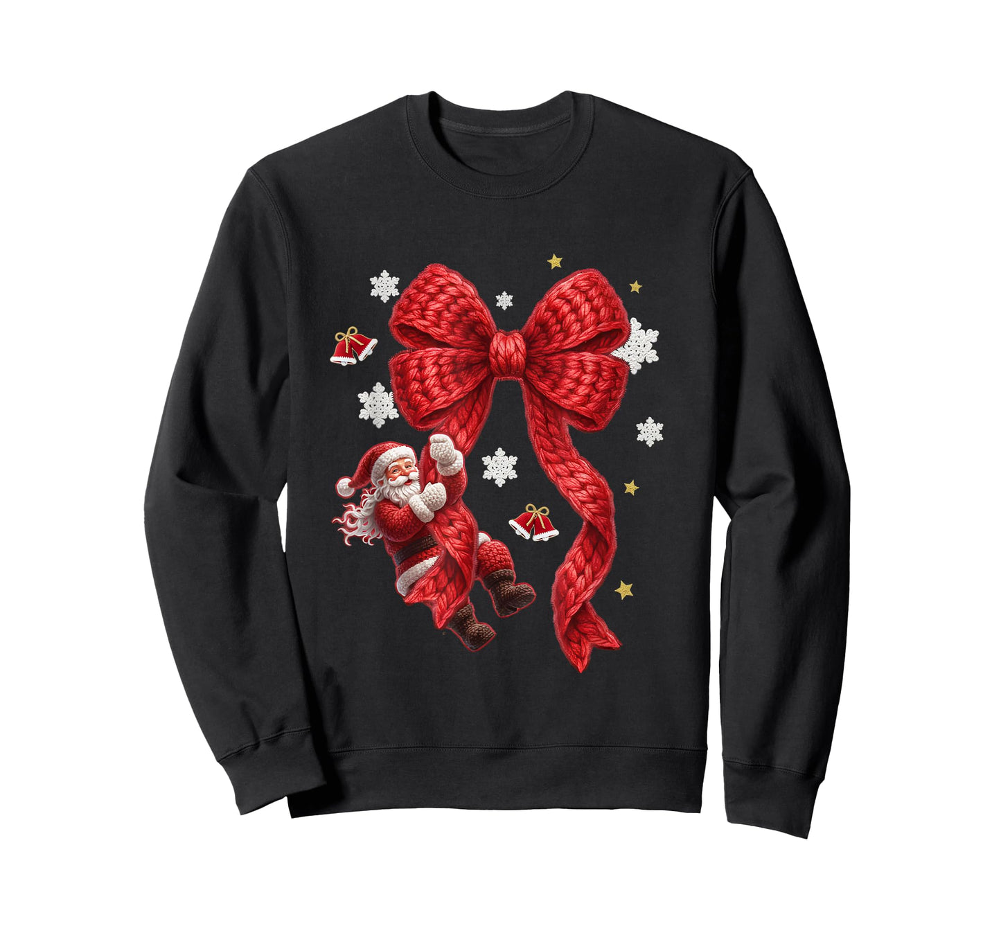 Coquette Bow Christmas Tree Xmas Faux Yarn Crochet T-Shirt