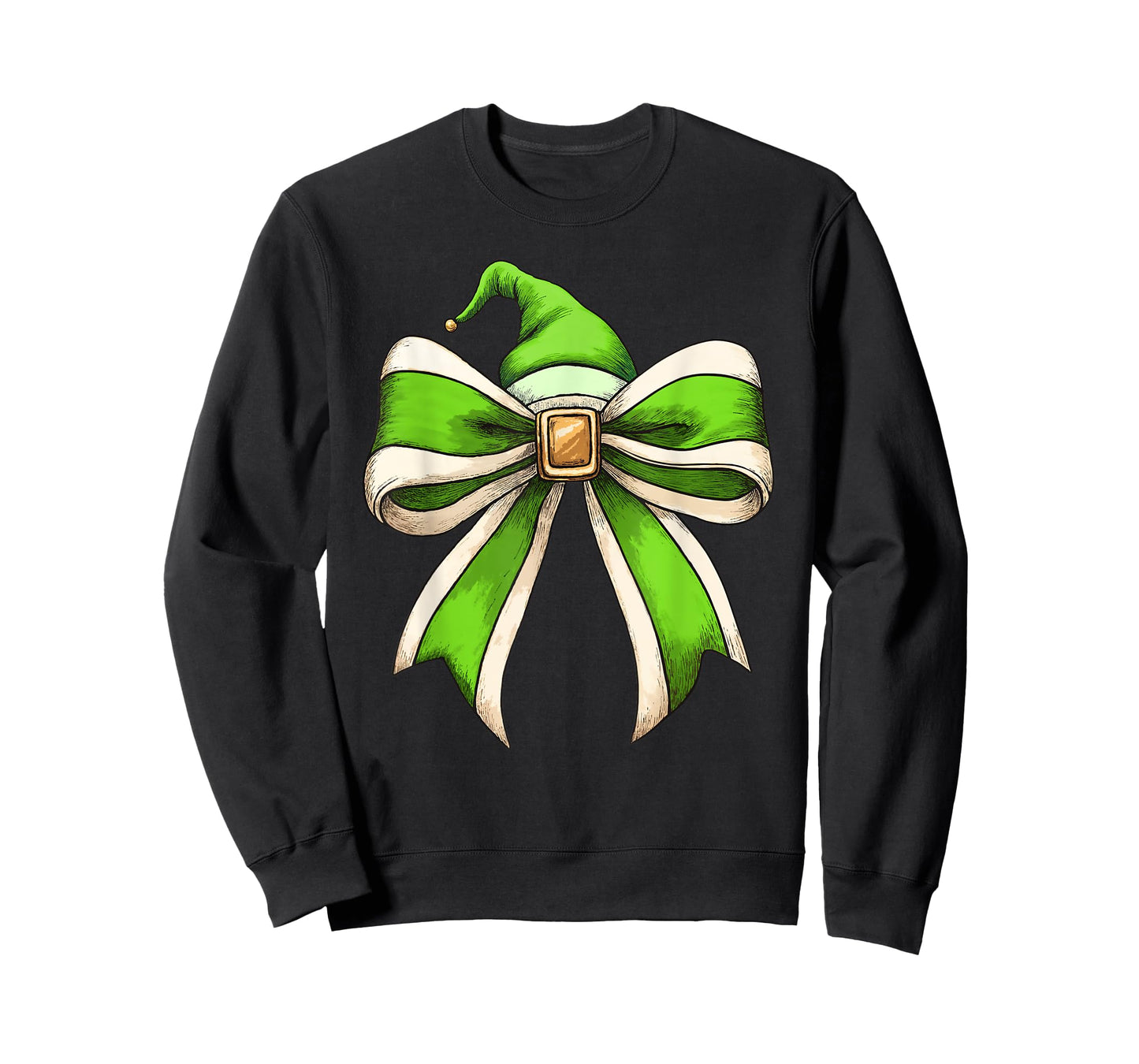 Coquette Christmas Bow Girls Women Holiday Ribbon Green Elf T-Shirt