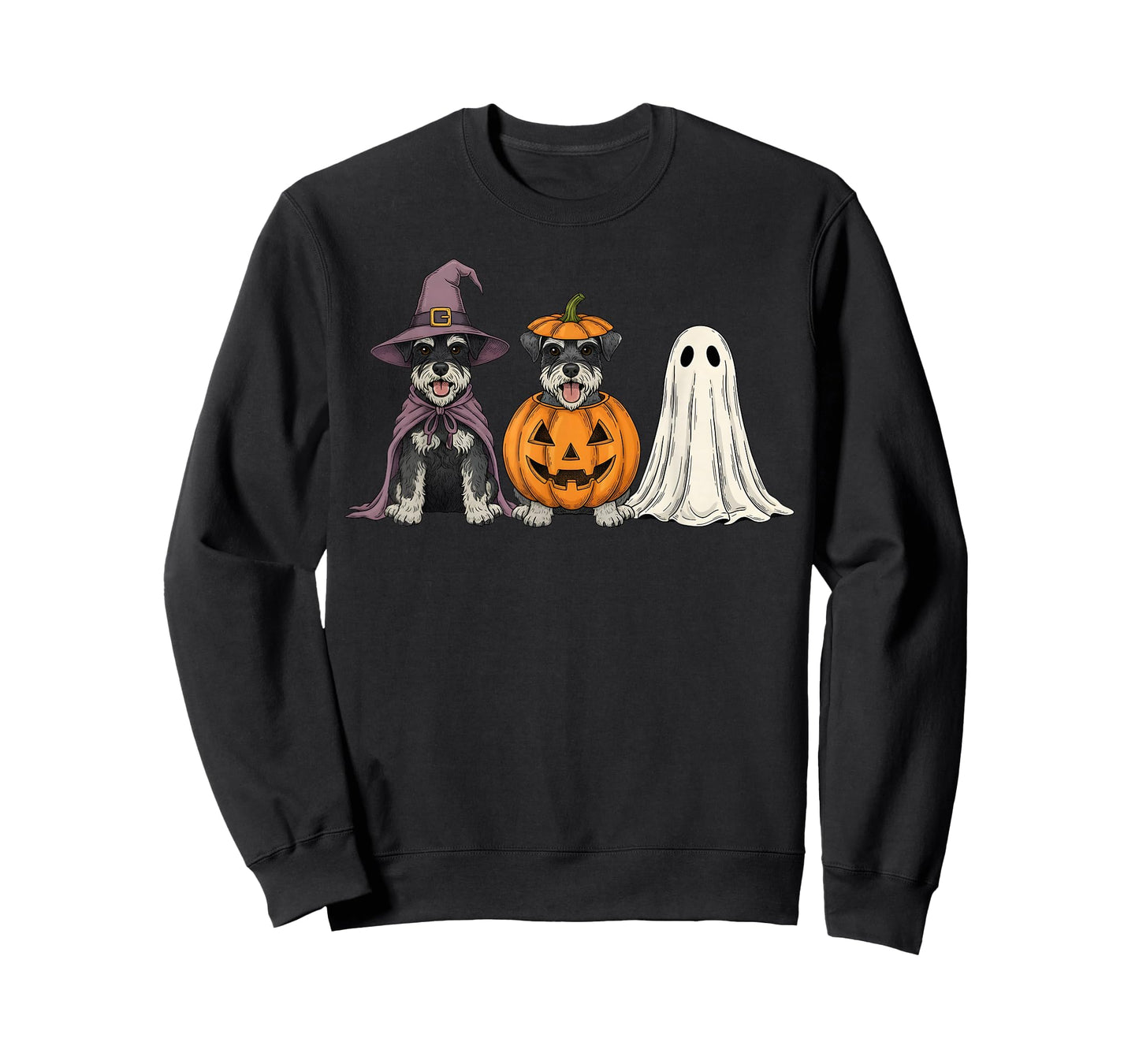 Spooky Ghost Miniature Schnauzer Pumpkin Halloween Dog Lover T-Shirt