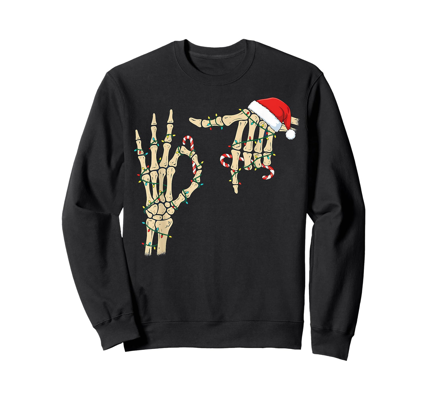 67 Six Seven Meme Skeleton Hand Christmas Santa Hat T-Shirt