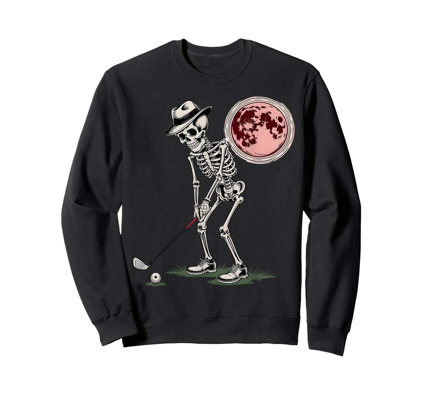 Skeleton Golfer Golf Player Funny Men Dad Golf Halloween T-Shirt