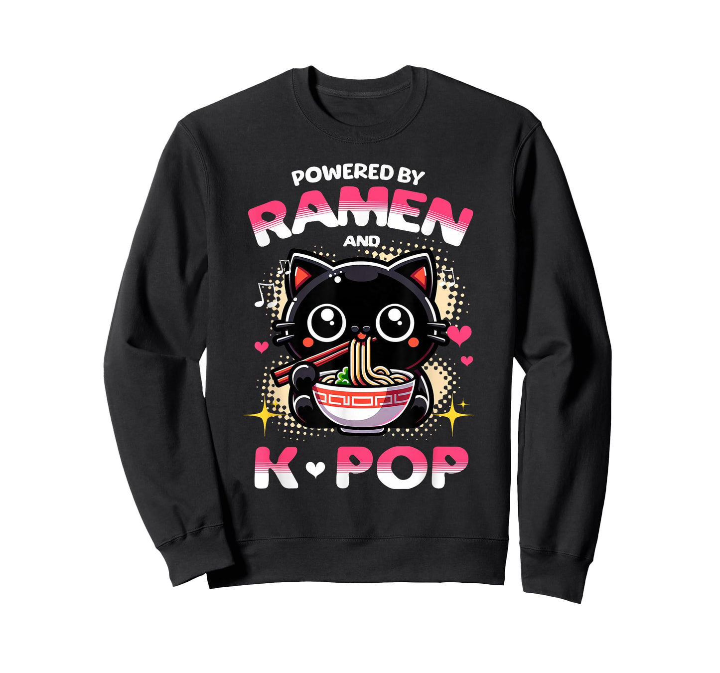 Powered by Ramen and K Pop Funny Anime Korean Music Manga T-Shirt