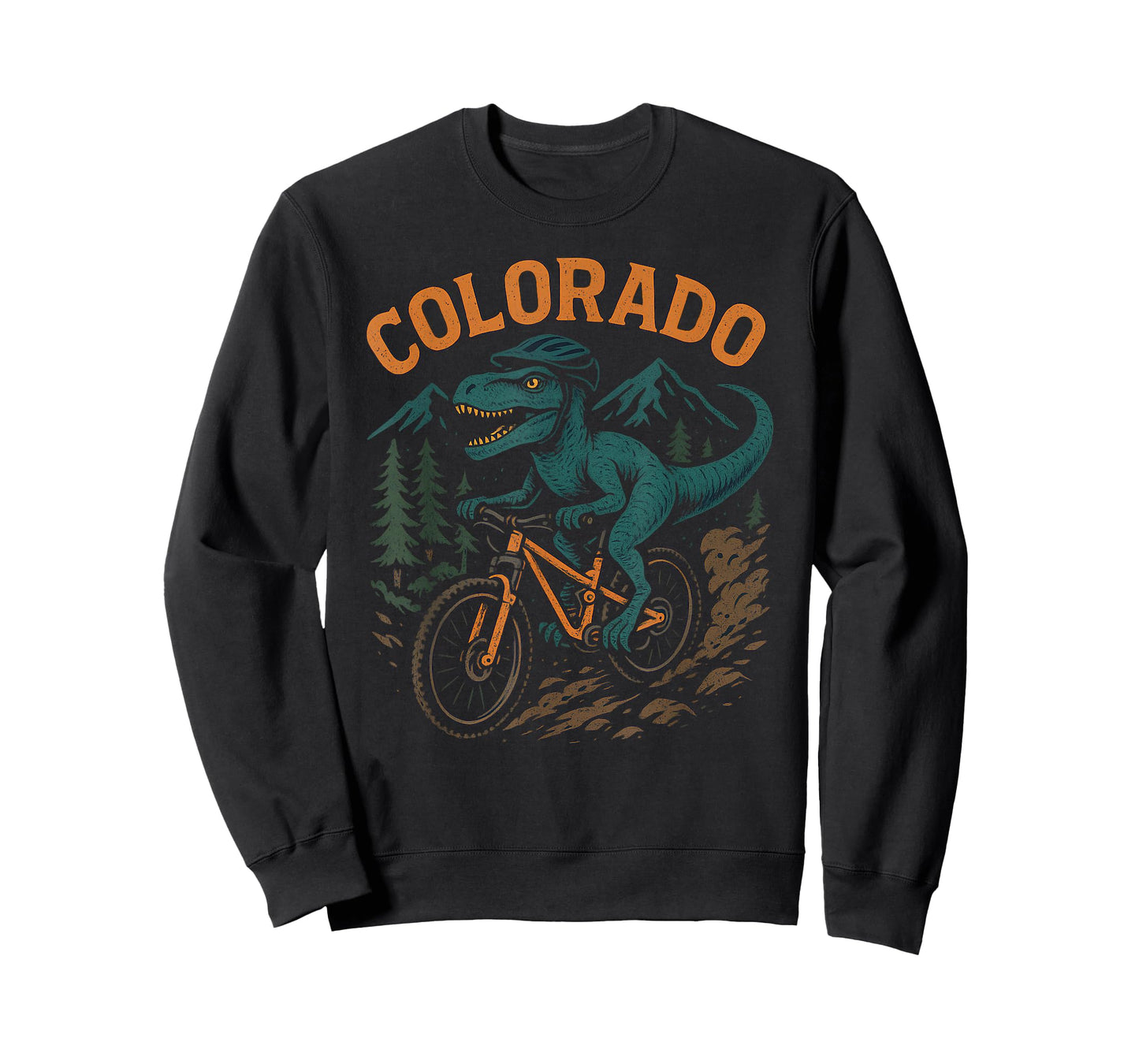 Colorado Mountain Biking T-Rex Dinosaur Funny Cycling Design T-Shirt