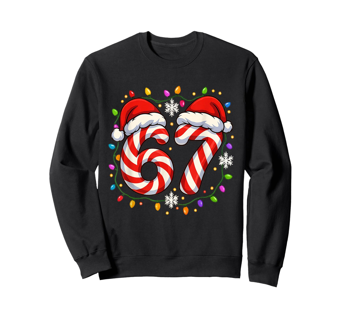 67 Candy Cane Santa Christmas Funny Xmas Lights T-Shirt