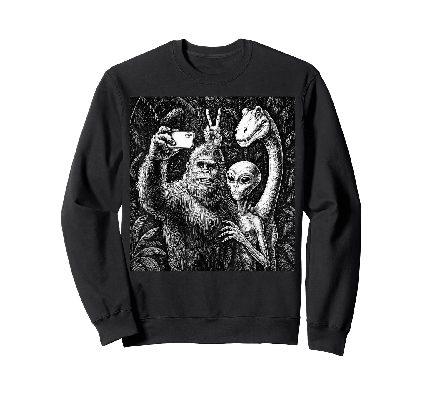 Funny Bigfoot Sasquatch Selfie Alien Loch Ness Humor T-Shirt