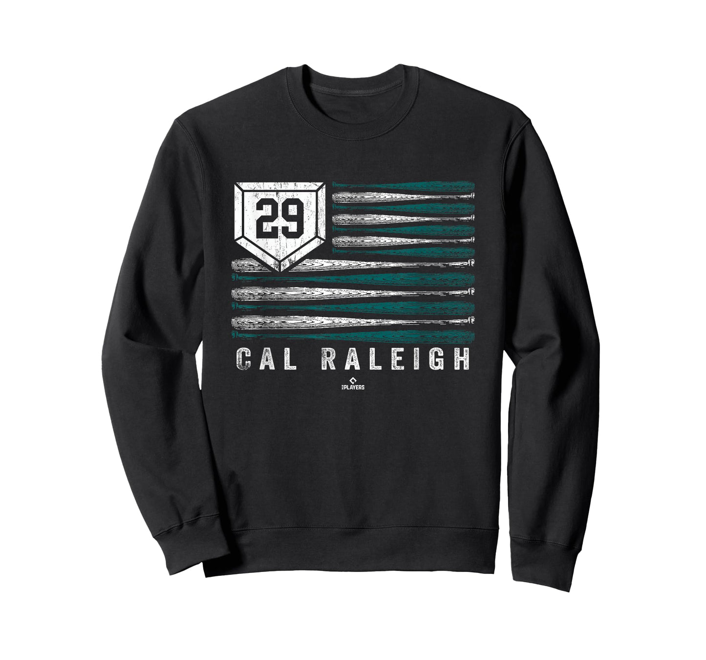 Vintage US Flag Baseball Stripes Cal Raleigh Seattle MLBPA T-Shirt