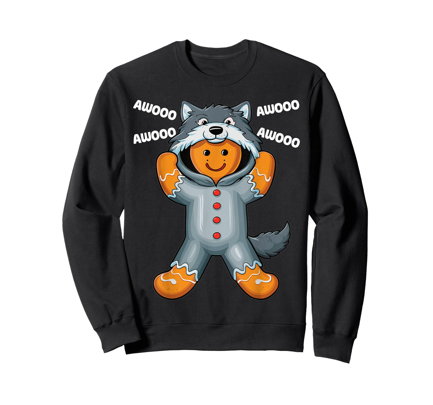 Christmas Kids Wolf Gingerbread Man Cookie T-Shirt