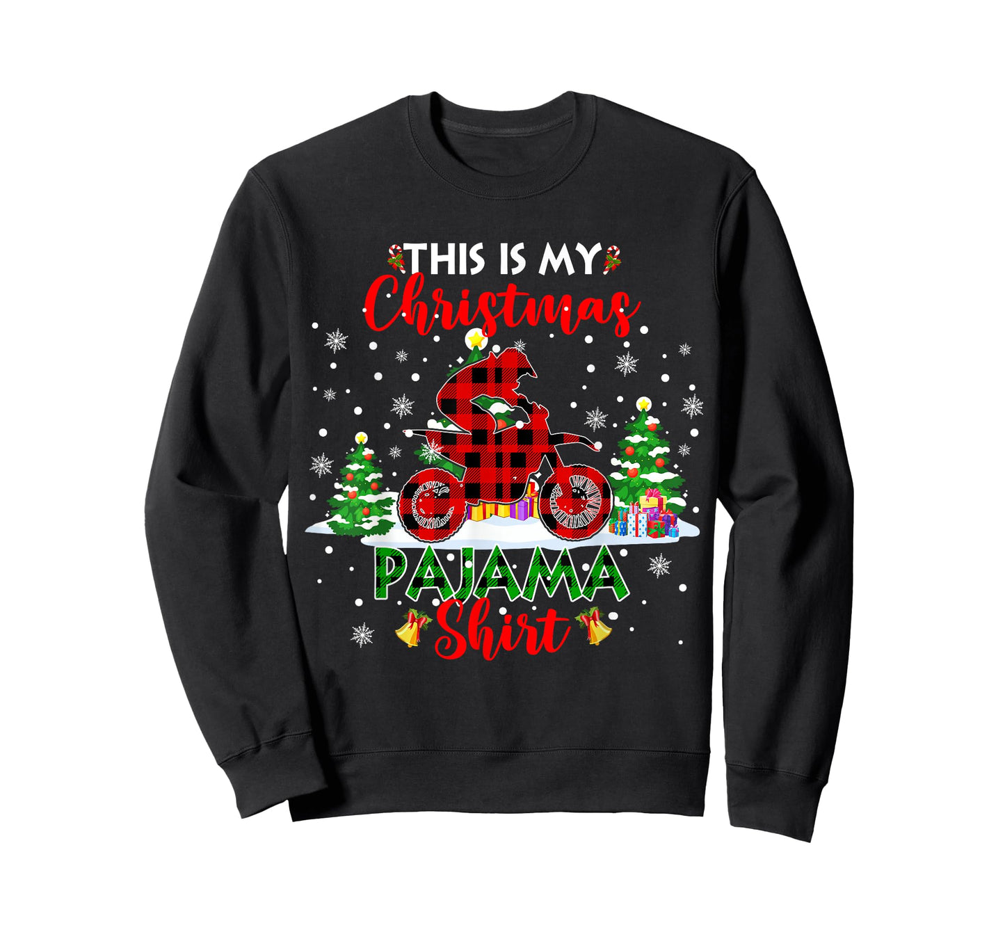 This Is My Christmas Pajama Shirt Red Plaid Dirt Bike Biker T-Shirt