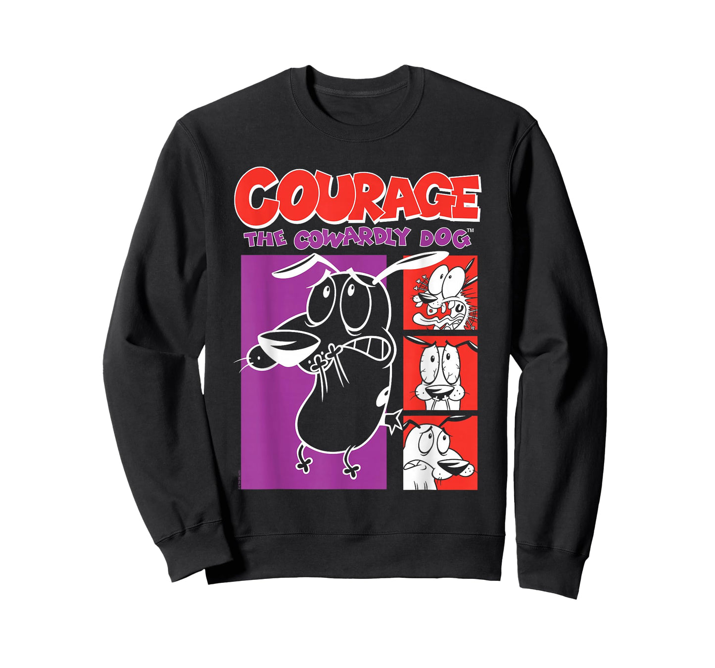 Courage the Cowardly Dog Red and Purple Frames Cartoon T-Shirt