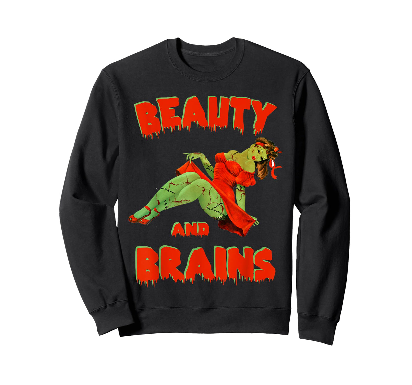 Zombie Pin Up Girl Halloween Beauty Brains Model Cute T-Shirt