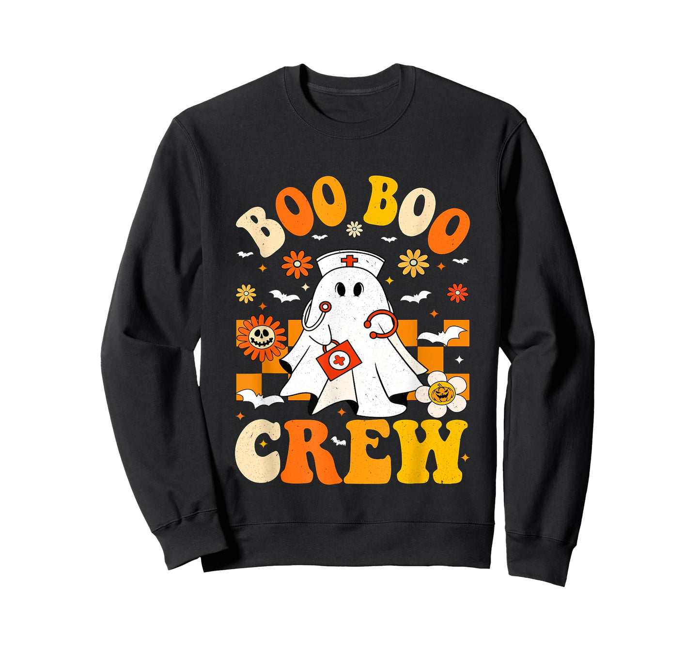 Funny Nurse Ghost Boo Crew Halloween Costume Womens Girls T-Shirt