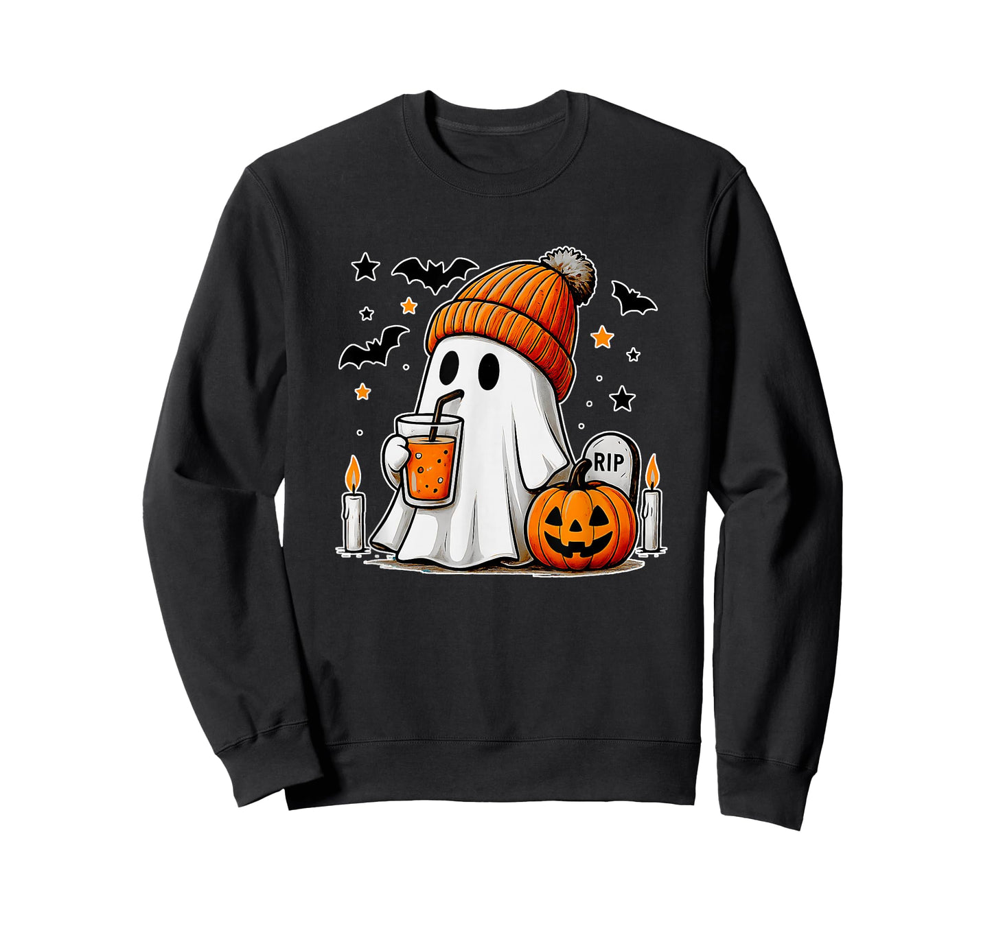Halloween Ghost Drinking Coffee Funny Scary Cute Boo T-Shirt