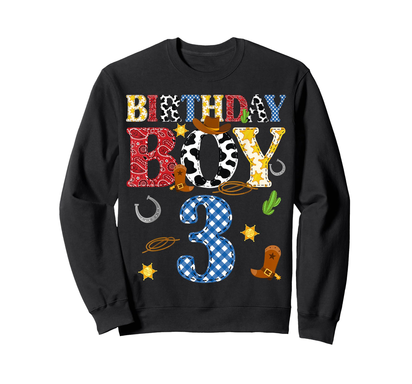 3 Years Old Western Rodeo Cowboy 3rd Birthday Boy Kid T-Shirt