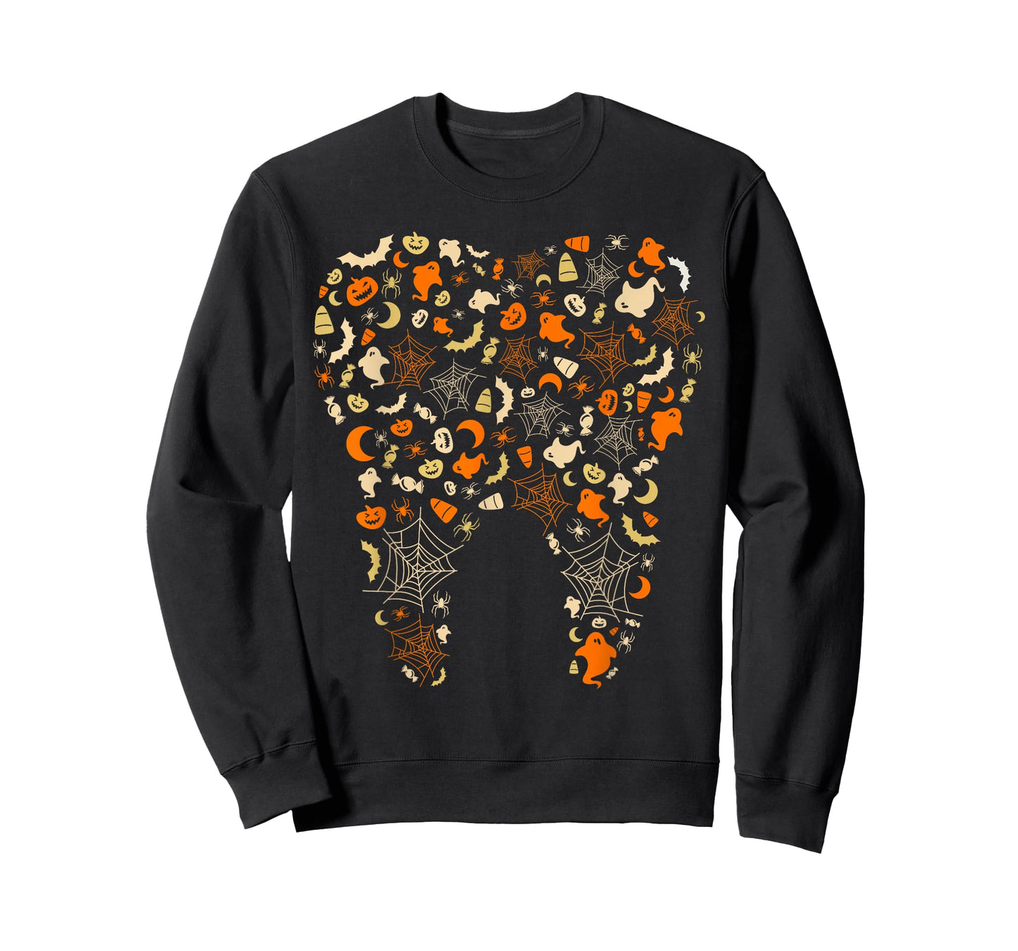 Ghosts & Pumpkins Spider Webs Tooth Dental Squad Halloween T-Shirt