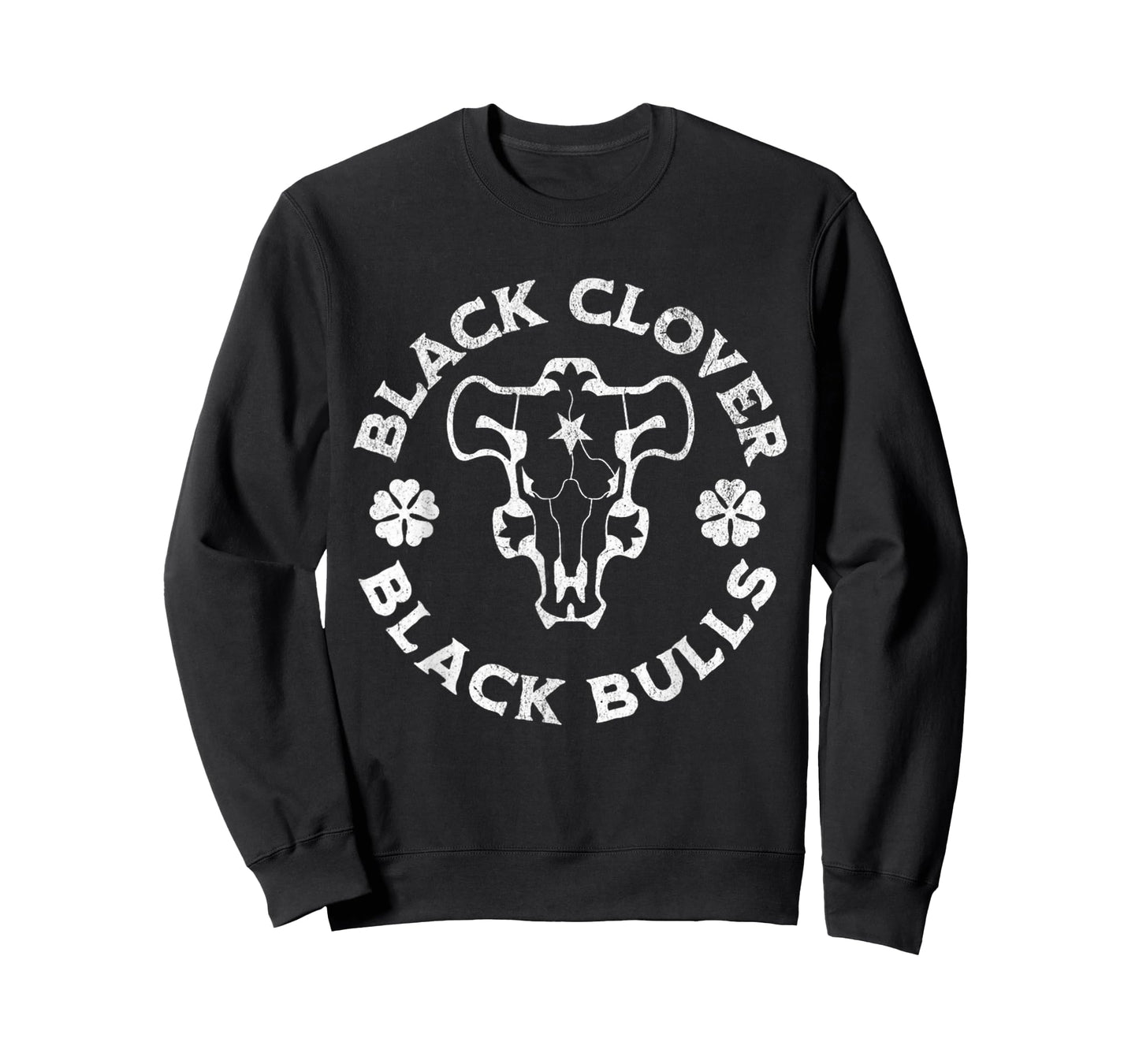 Distressed Black Anime Clover Black Bulls T-Shirt