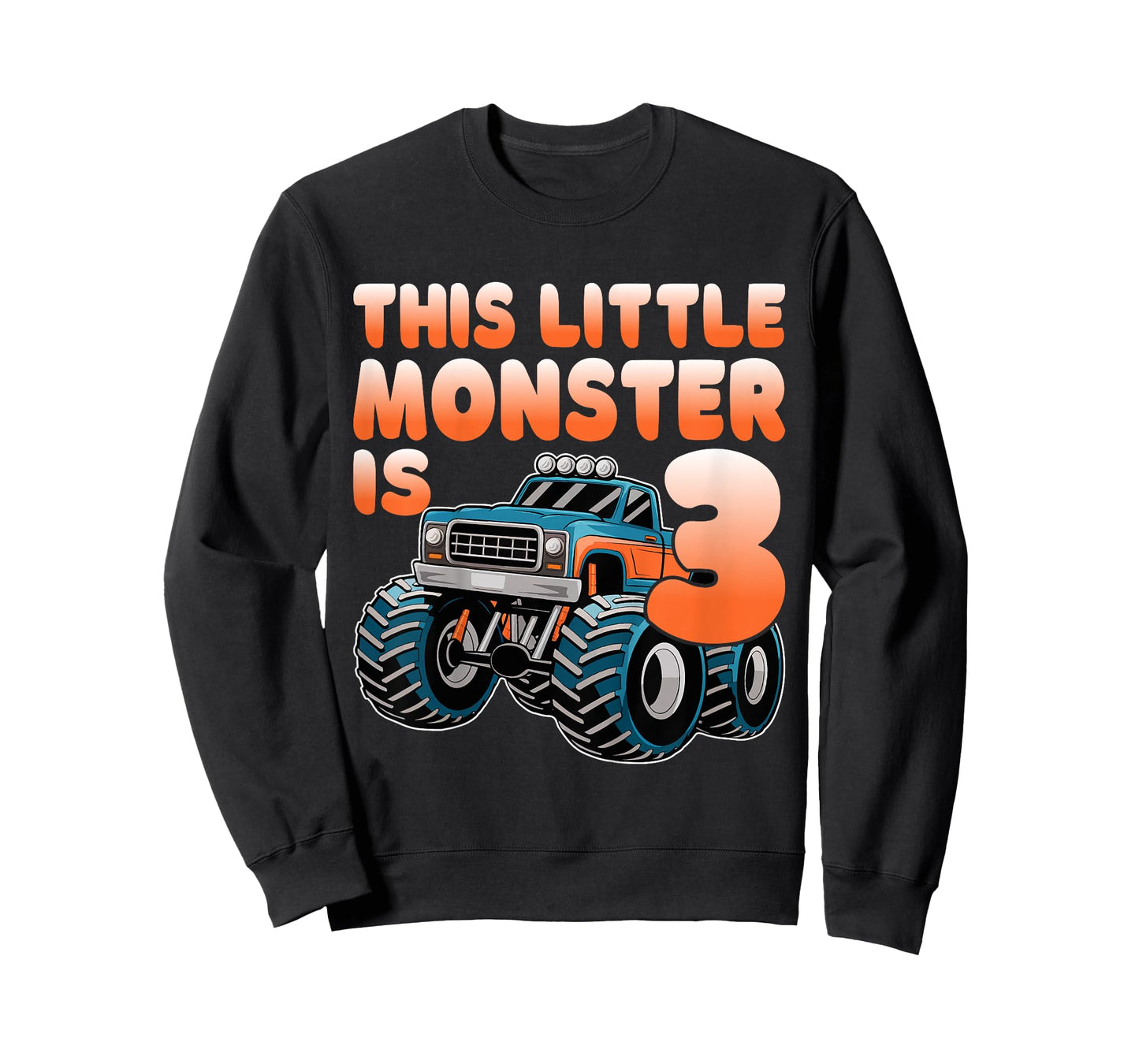 This Little Monster Is 3 Kids 3rd Birthday Monster Truck T-Shirt