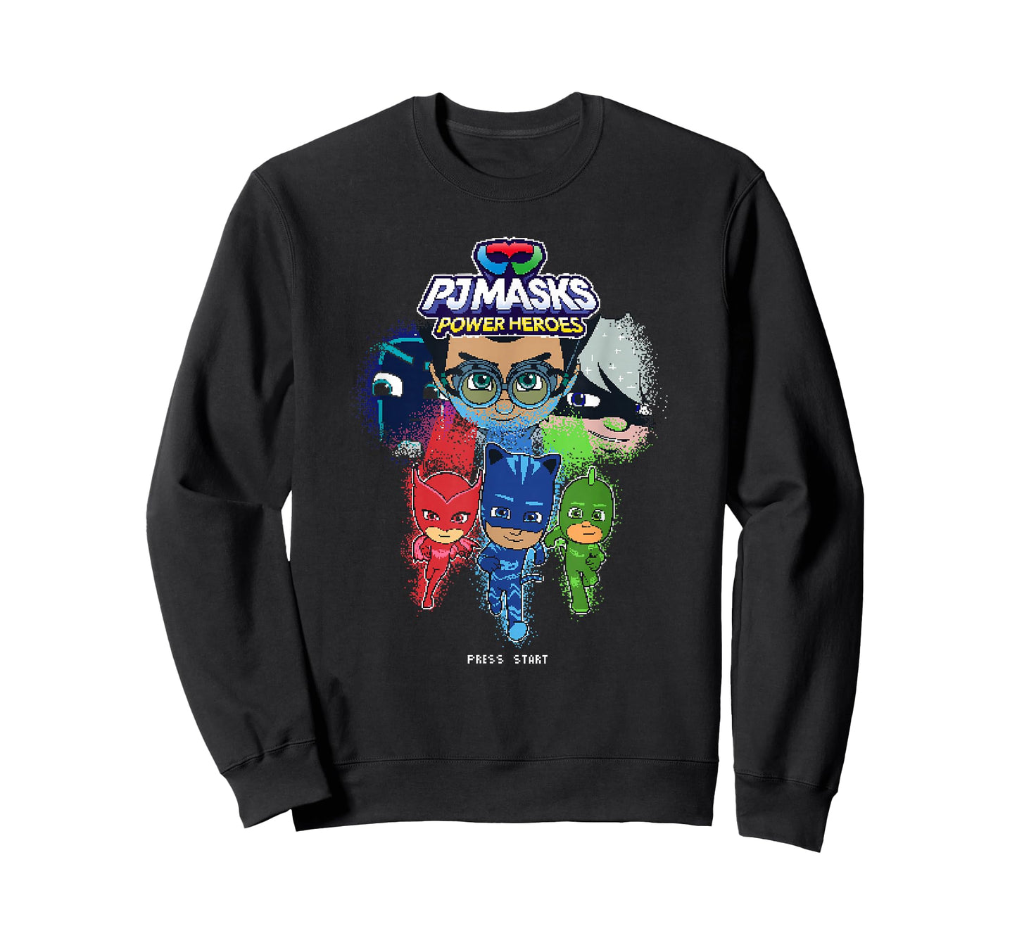 PJ Masks Group Shot Video Game Glitch Logo T-Shirt