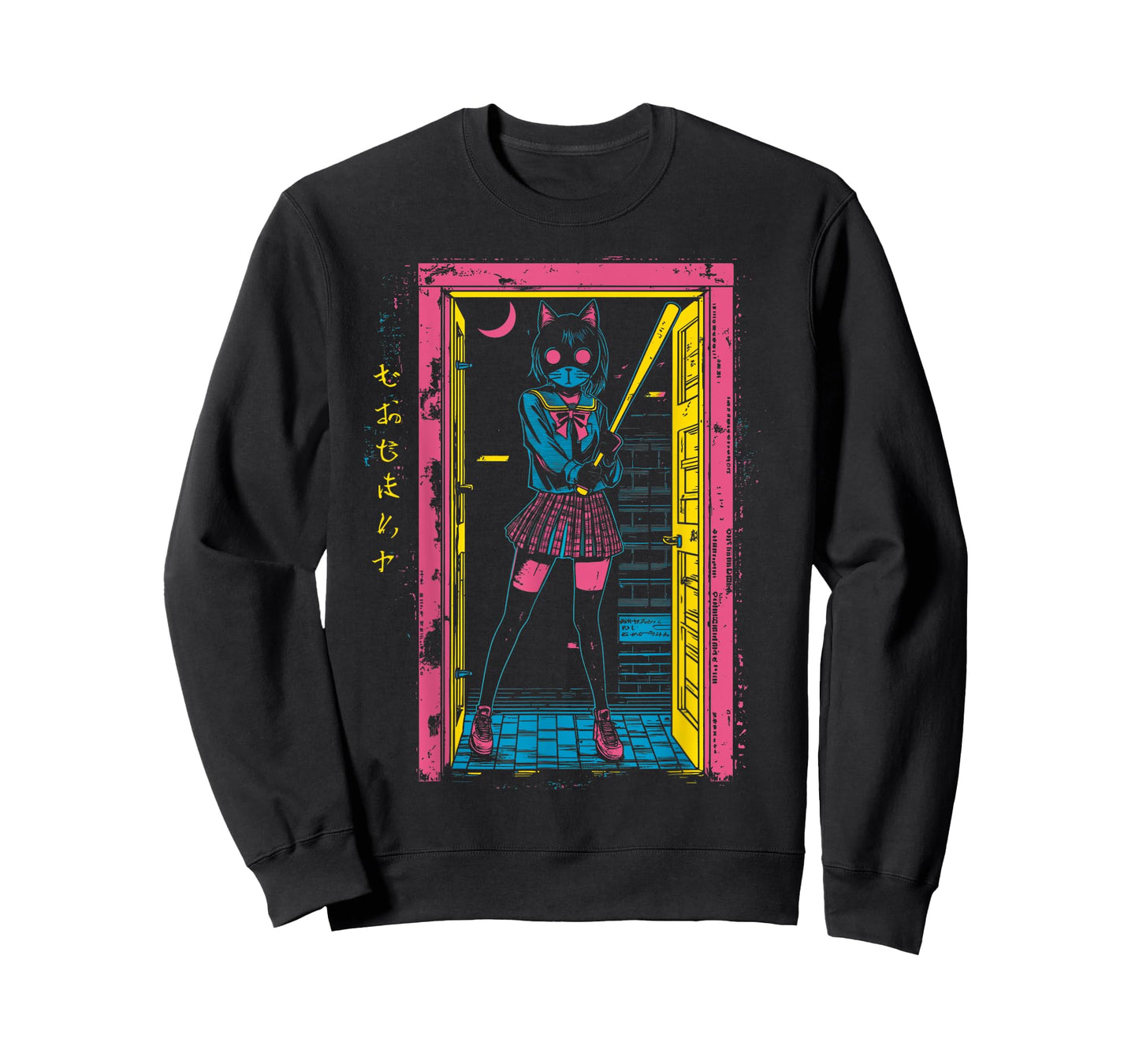Creepy Girl Cat Grunge Slasher Pastel Goth Anime Horror T-Shirt
