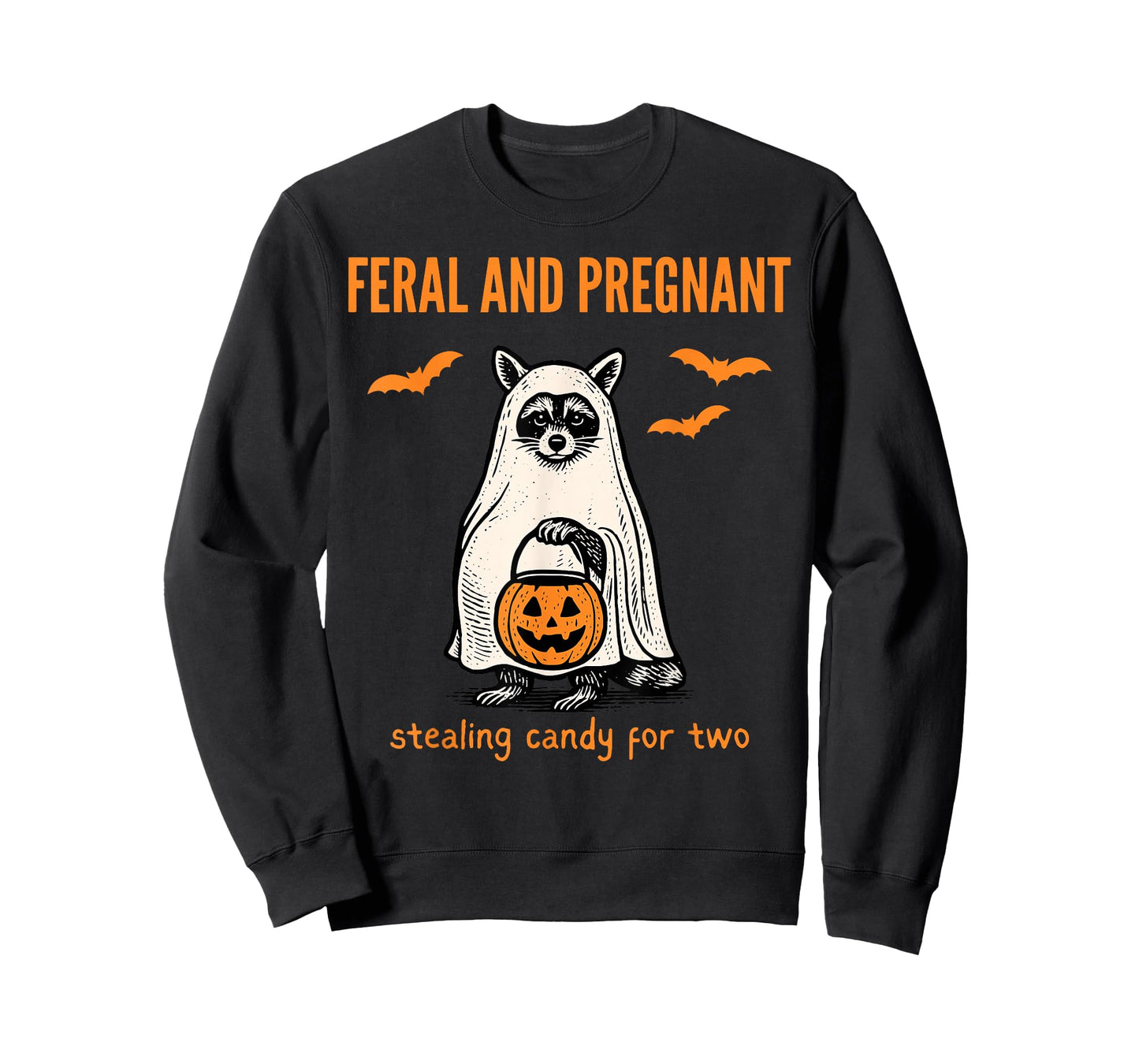 Feral and Pregnant Ghost Raccoon Halloween Fall Announcement T-Shirt