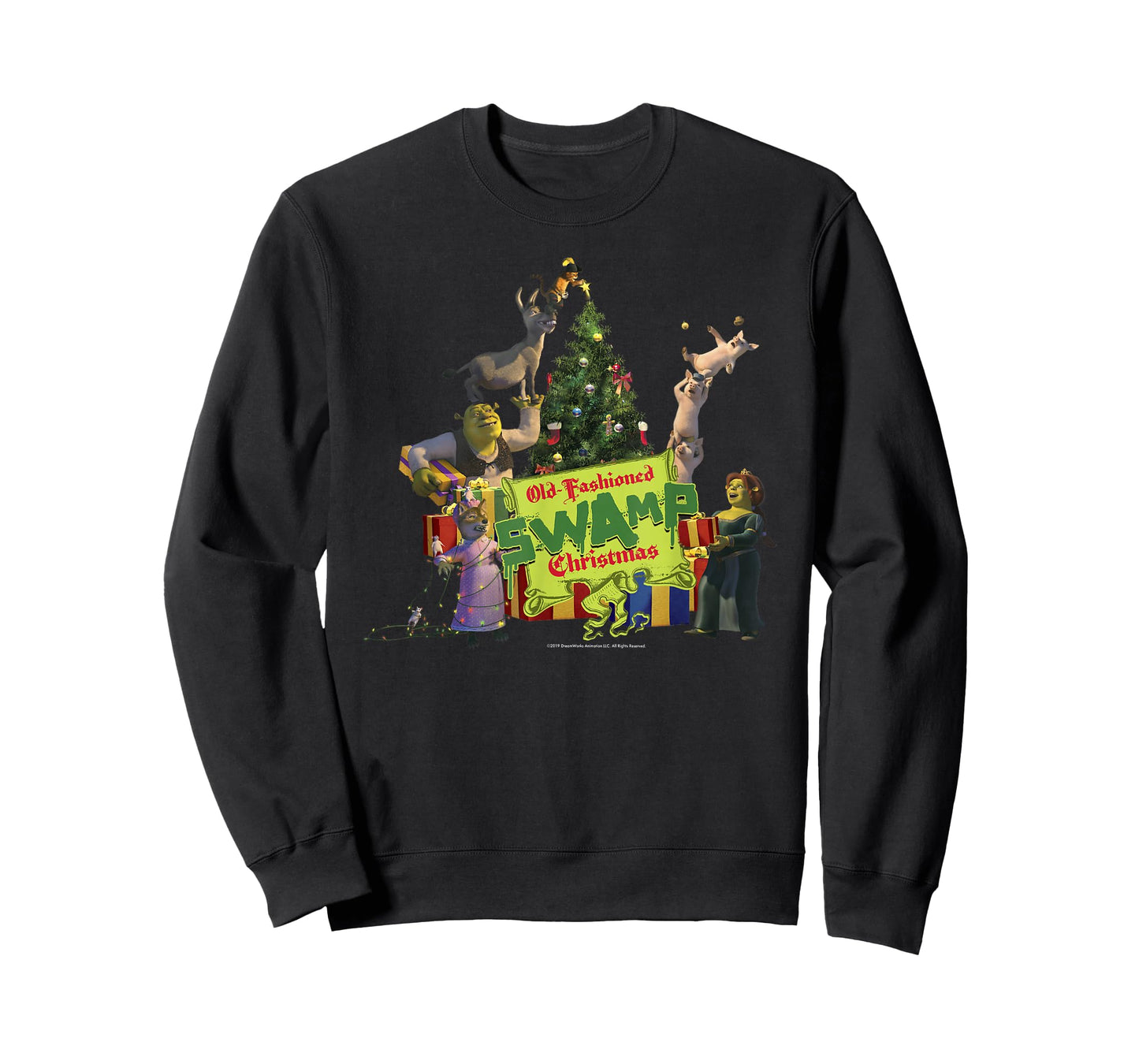 Shrek Group Shot Old-Fashioned Swap Christmas Text Poster T-Shirt