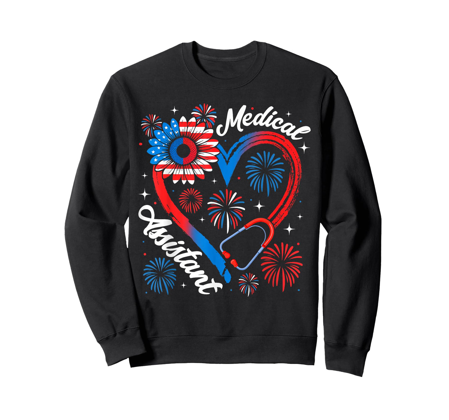 Medical Assistant Sunflower American Flag 4th of July T-Shirt