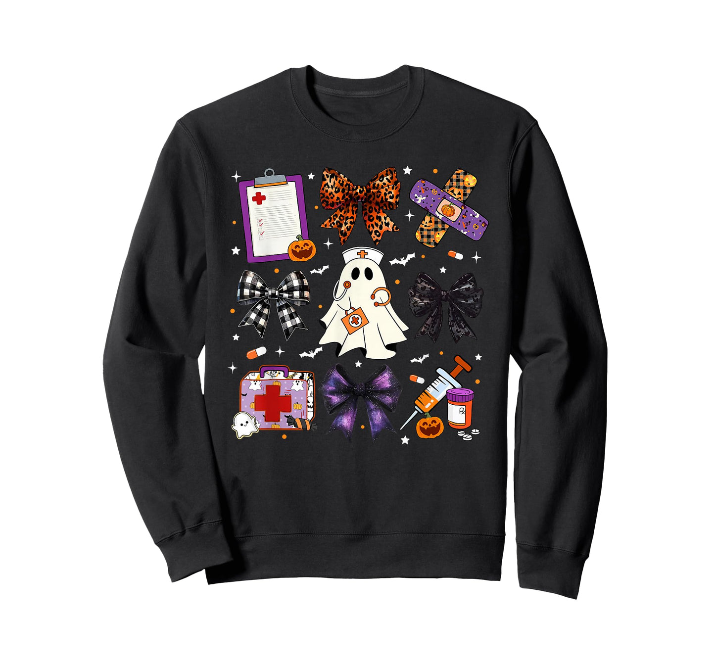 Funny Ghost Happy Halloween Coquette Bow Spooky Season Nurse T-Shirt
