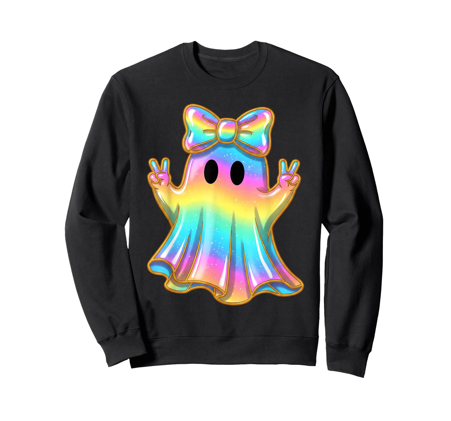 Cute Rainbow Ghost Peace Funny Halloween Kids Girls T-Shirt
