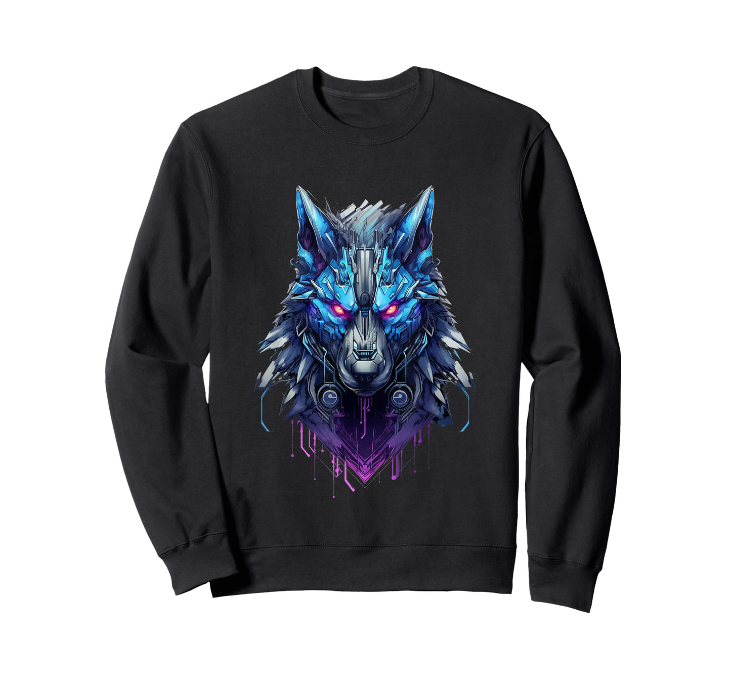 Lone Wolf Howl: Futuristic Cyberpunk Wolf Head T-Shirt