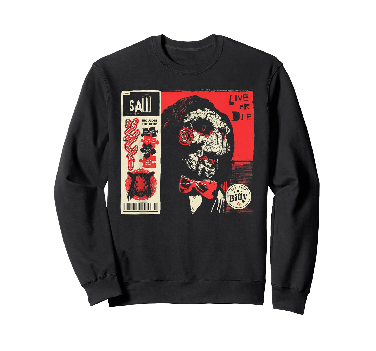 Saw Live or Die Kanji Collage Horror Movie T-Shirt