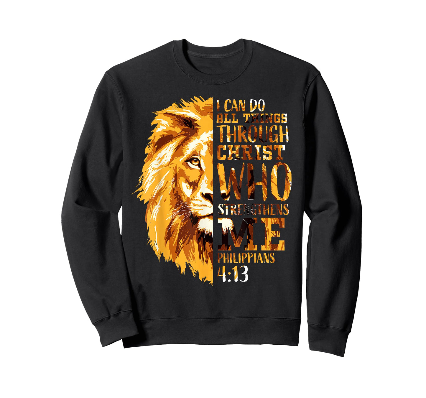 Philippians 4:13 Christian Bible Verse Lion Religious Faith T-Shirt