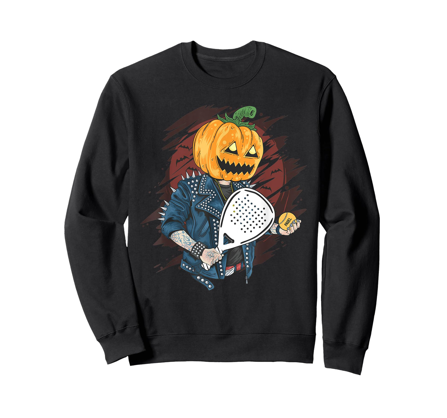 Padel Halloween Pumpkin holding a Paddle Tennis Racket T-Shirt