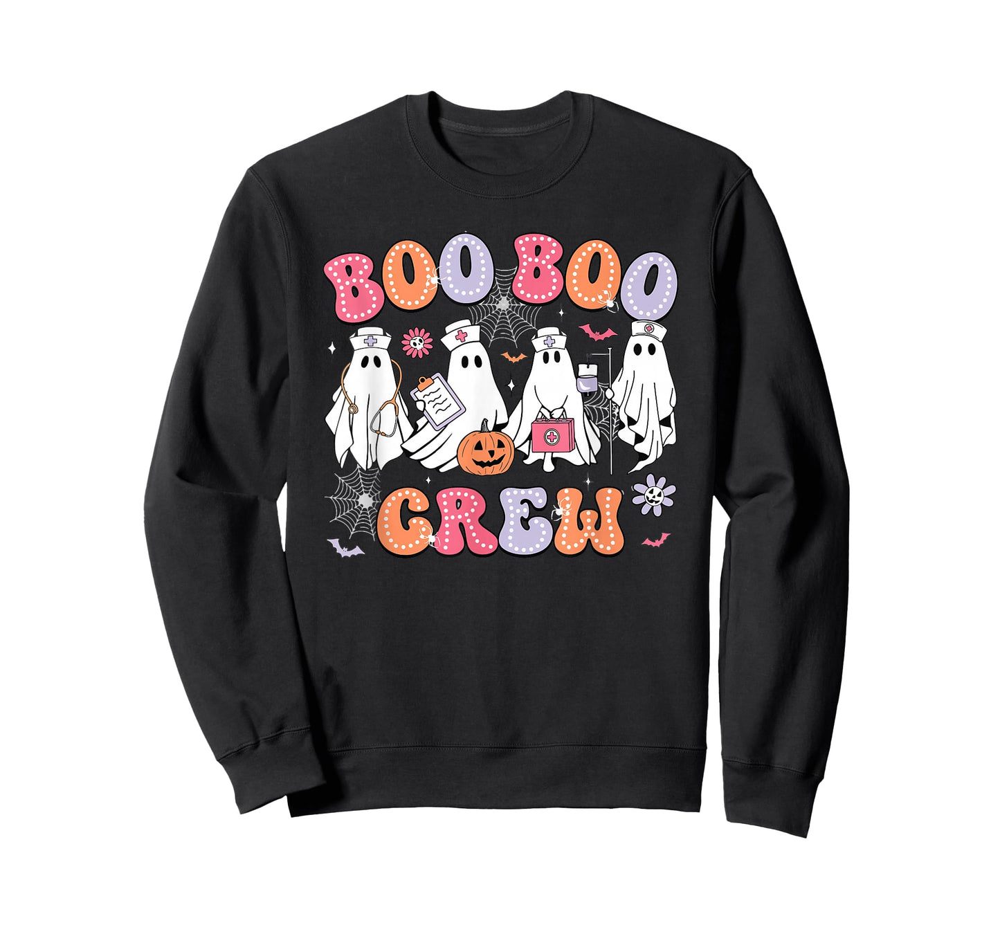 Halloween Nurse Groovy Boo Crew Nurse Funny Cute Ghost Women T-Shirt