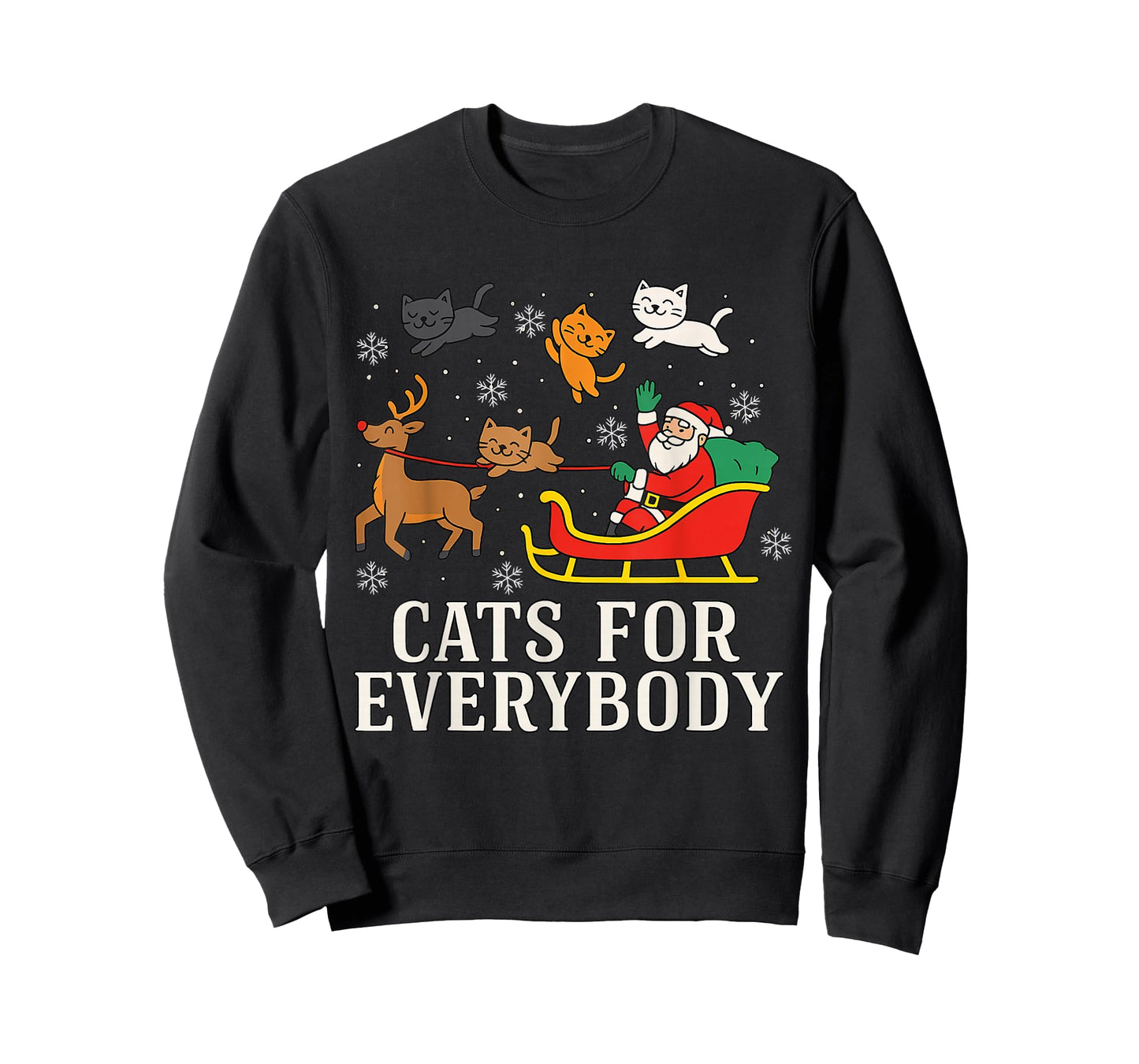 Cats for Everybody Christmas Cat Funny Xmas Women Santa T-Shirt