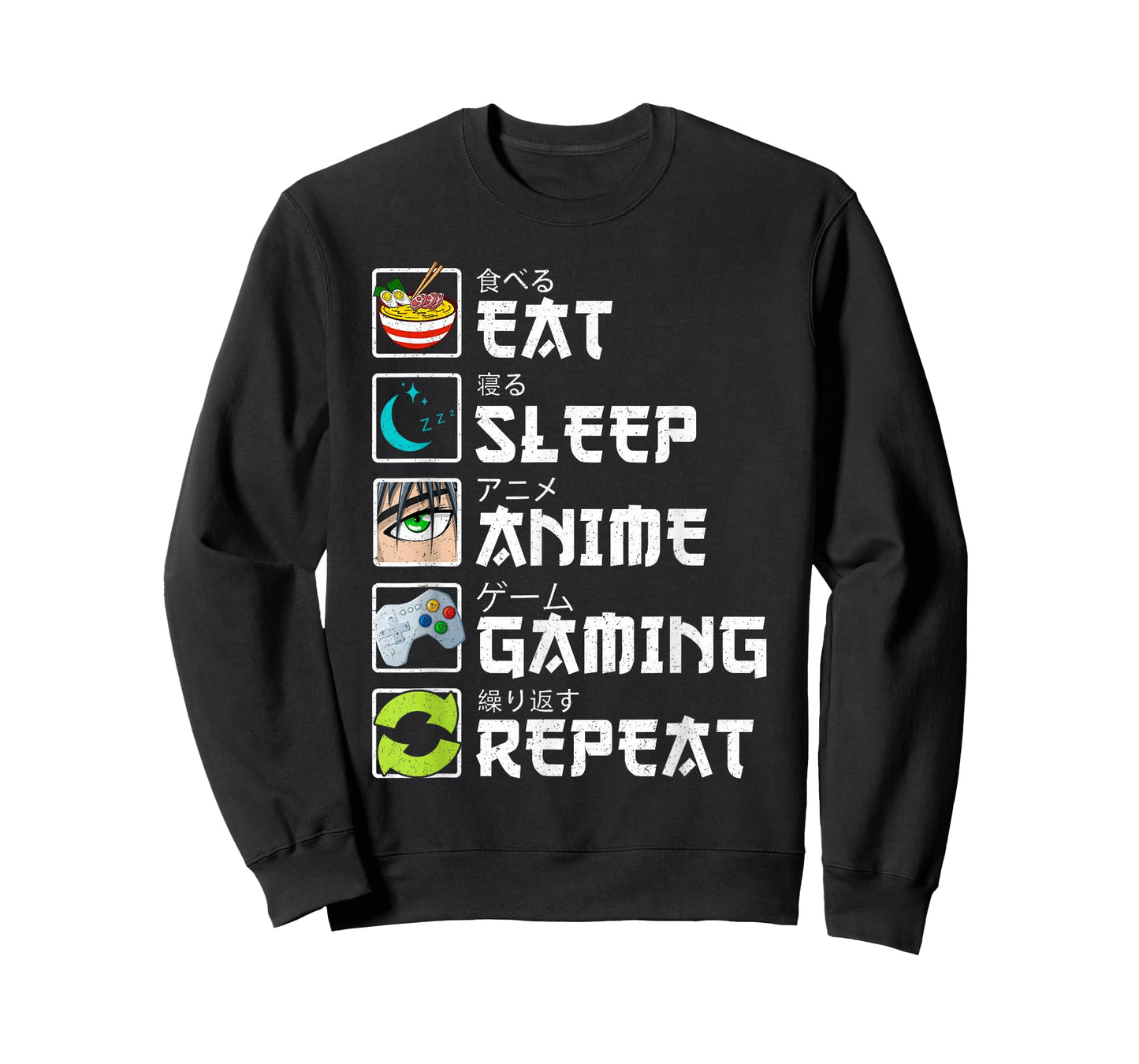 Eat Sleep Anime Gaming Repeat Kawaii Otaku Anime Manga T-Shirt