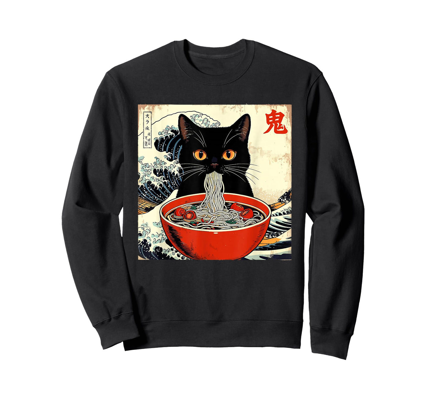 Anime Cat Ramen Japanese Funny Graphic Tees Kawaii Cat Anime T-Shirt