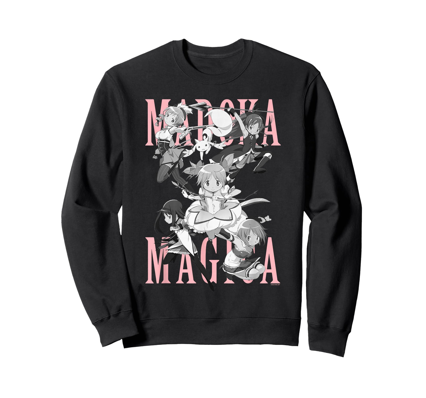 Madoka Magica Black and White Cast Action Pose Anime T-Shirt