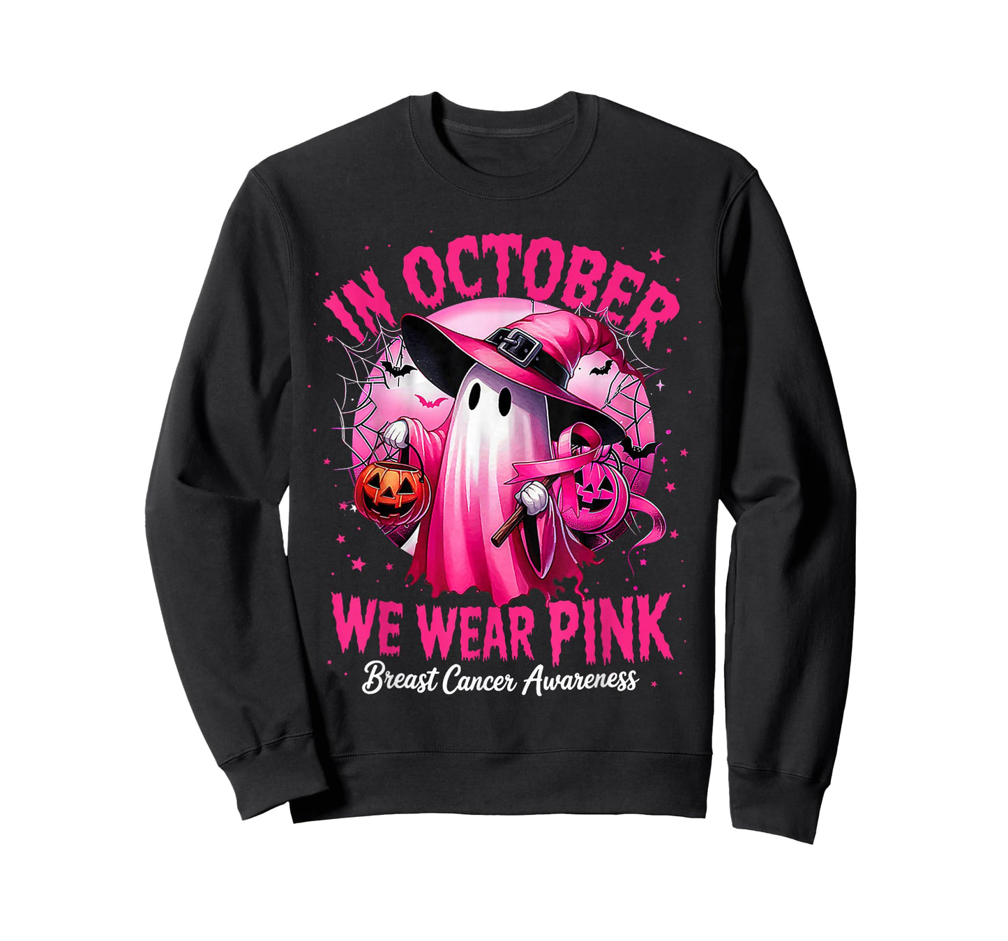 In October We Wear Pink shirt Ghost Breast Cancer Awareness T-Shirt
